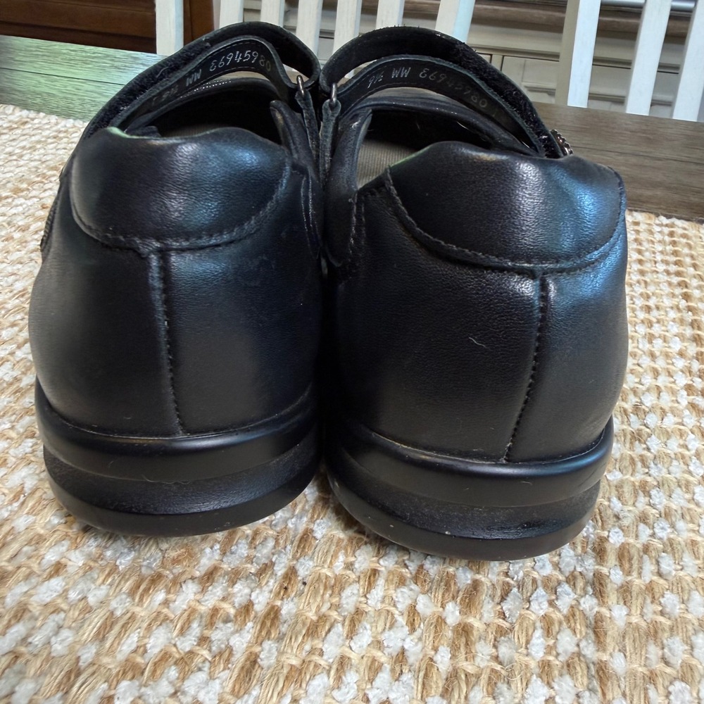 SAS Scenic Black Leather Mary Jane Flats Shoes 9.5 WW Wide Width Made in USA - Picture 5 of 10